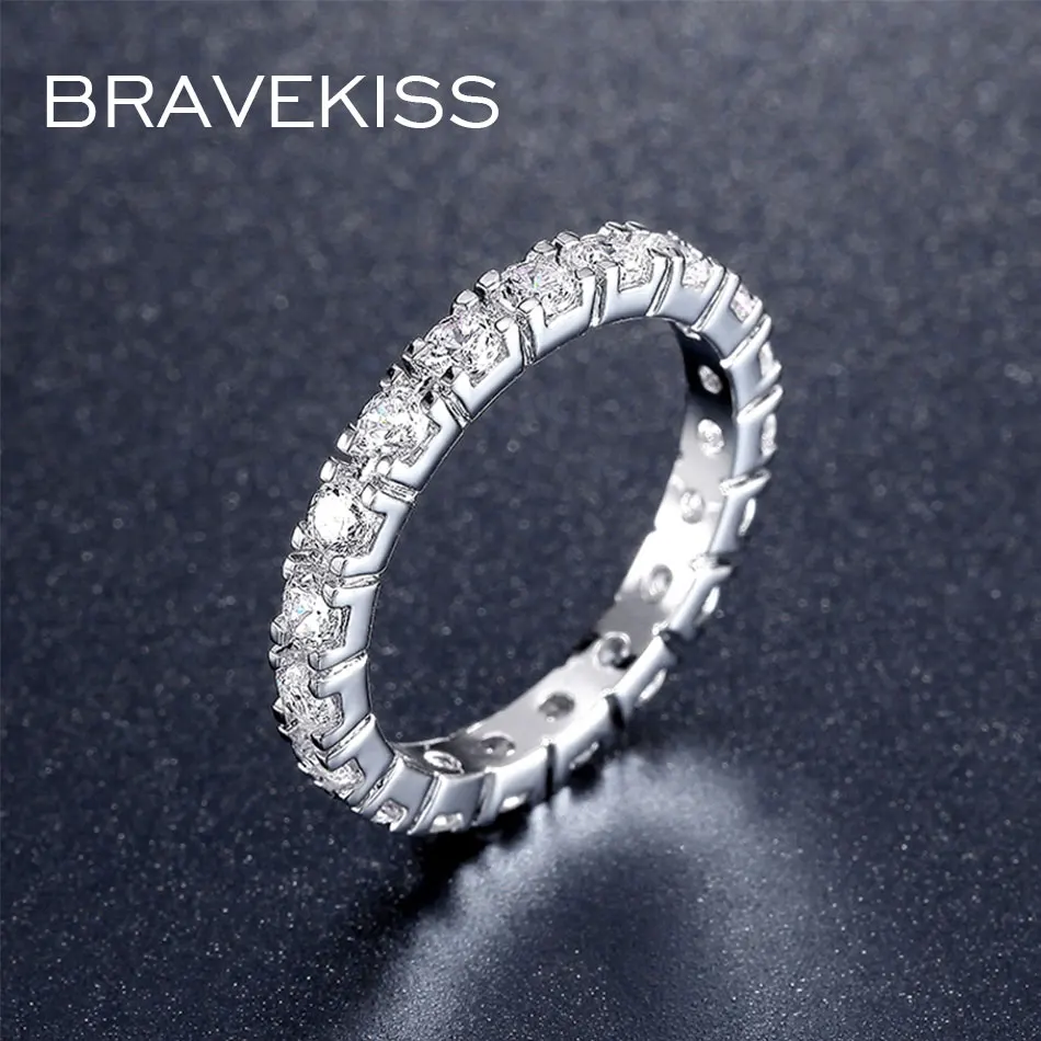 Женские круглые кольца с кристаллами BRAVEKISS обручальные кубическим цирконием