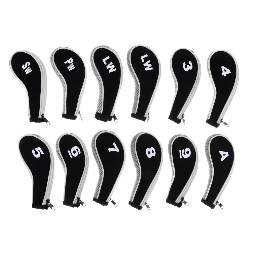A-SW Neoprene Soft Zipper Golf Club Head Cover Golf Club Putter Socks/Sleeve with Interchangeable Number Tags