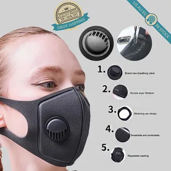 

PM 2.5 Dust-proof Breathable Filters Face Masks Replacable Outdoor Cycling Mouth Face Respirator Mask For Adults Deodorate Masks