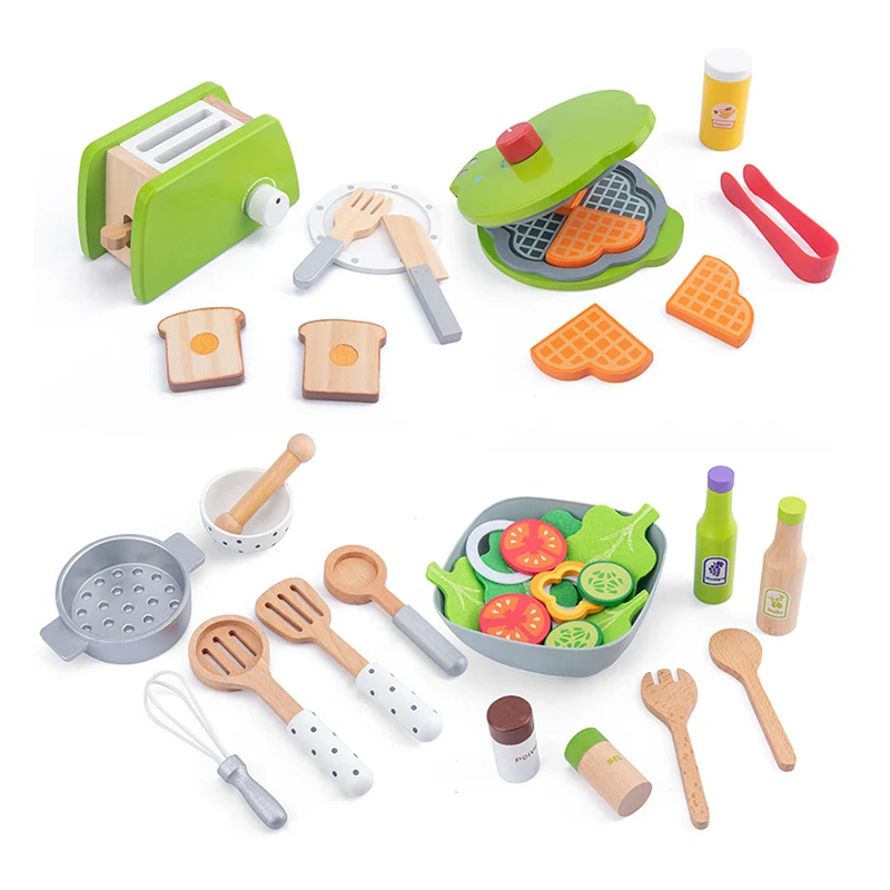 DIY Wooden Kitchen Toy Pretend Play Simulation Model Set Cutting Fruit Vegetable Educational Toys Gift For Children Kids Girls