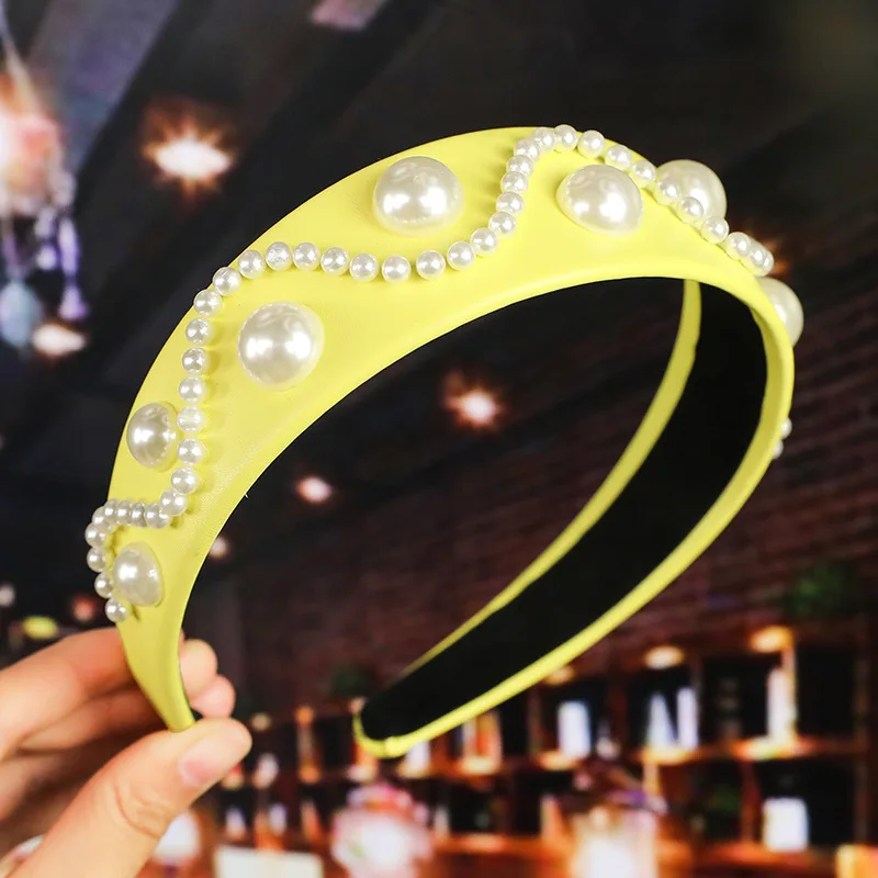 

Women Girls Fashion pearl Wide Headband hairband female Wash face makeup Hair Hoop ladies hair headwear headress Hair Accessory
