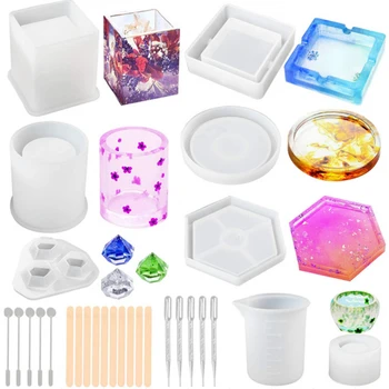 

DIY Jewelry Casting Molds Tools Set Silicone Jewelry Resin Molds Crystal Glue Dropping Mould Suit