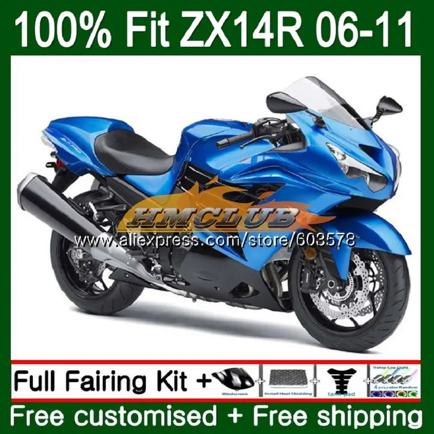 Инъекции для KAWASAKI ZZR1400 ZX 14R 2006 2007 2008 2009 2010 2011 113CL. 34 ZX-14R ZX14R 06 07 08 09 10 11 жемчужно-синий обтекатель - Цвет: No. 1