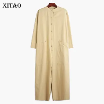 

XITAO Minority Women Jumpsuit Fashion New Women 2020 Spring Elegant Goddess Fan Solid Color Pocket Minority Jumpsuit DMY3261