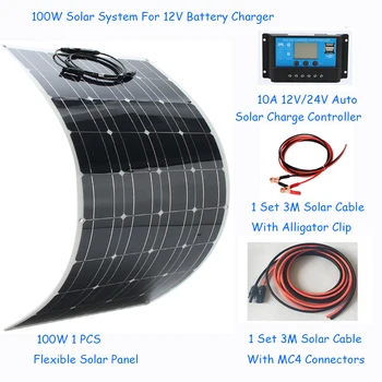 

100W Solarmodule system & Controller 12V battery Charge Caravan Boat Home RV