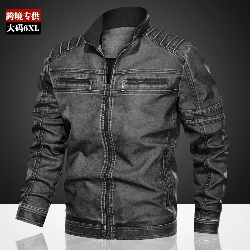 

Autumn And Winter New Style Washing Retro Leather Coat Men's Men Stand Collar Coat Loose And Plus-sized Leather Jacket