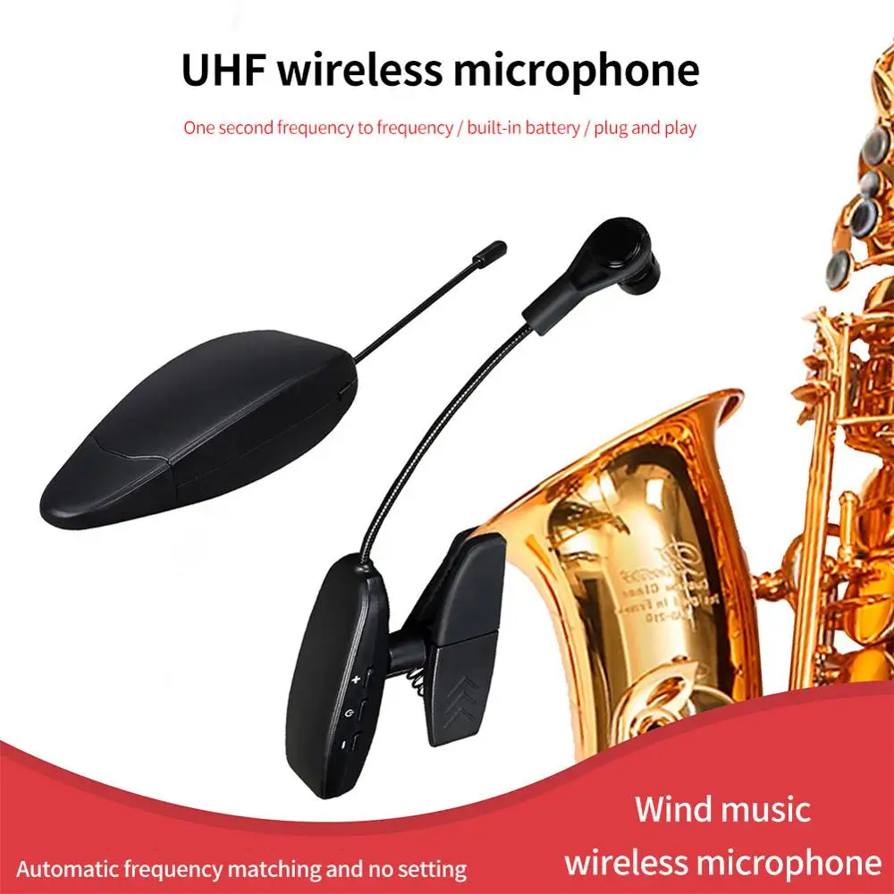 Сценический профессиональный беспроводной микрофон для саксофона UHF