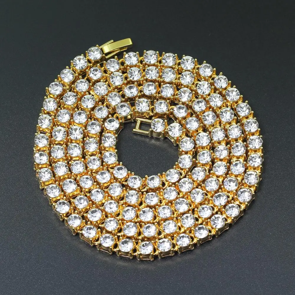 

Iced Out Chain 5.5mm Rhinestone Tennis Link Punk Hip Hop Rock Chain Jewelry Bling Crystal Choker Necklace