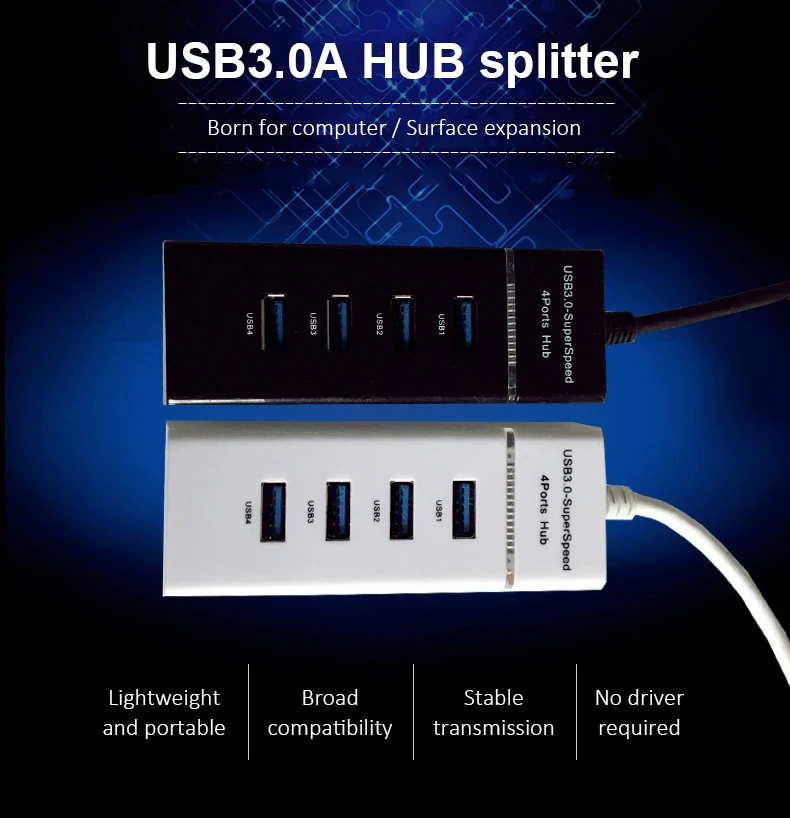 CHYI Супер Скоростной Usb 3,0 концентратор 4 порта комбинированный микро-разветвитель мульти в одном Usb3.0 Hab 5 Гбит/с мини-ПК Аксессуары для компьютера Macbook