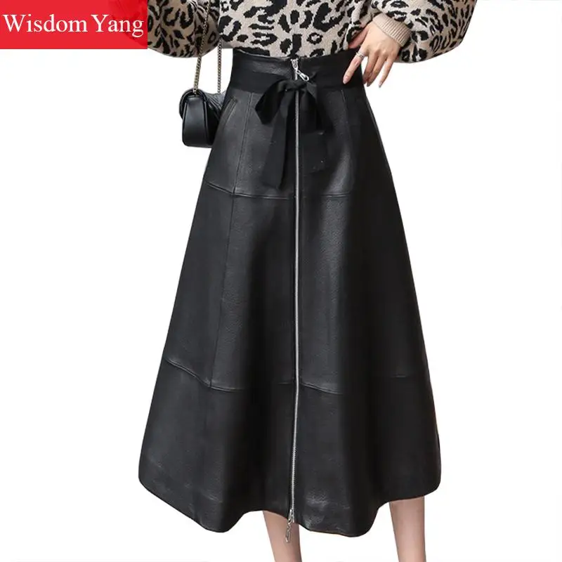 Herfst Winter Schapenvacht Lederen Midi Rokken Womens Black Lange Aline Slanke Rokken Vrouwelijke Elegante Sexy Dames Koreaanse Rokken Herfst Winter Schapenvacht Lederen Midi Rokken Womens Black Lange Aline Slanke Rokken Vrouwelijke Elegante Sexy Dames Koreaanse Rokken