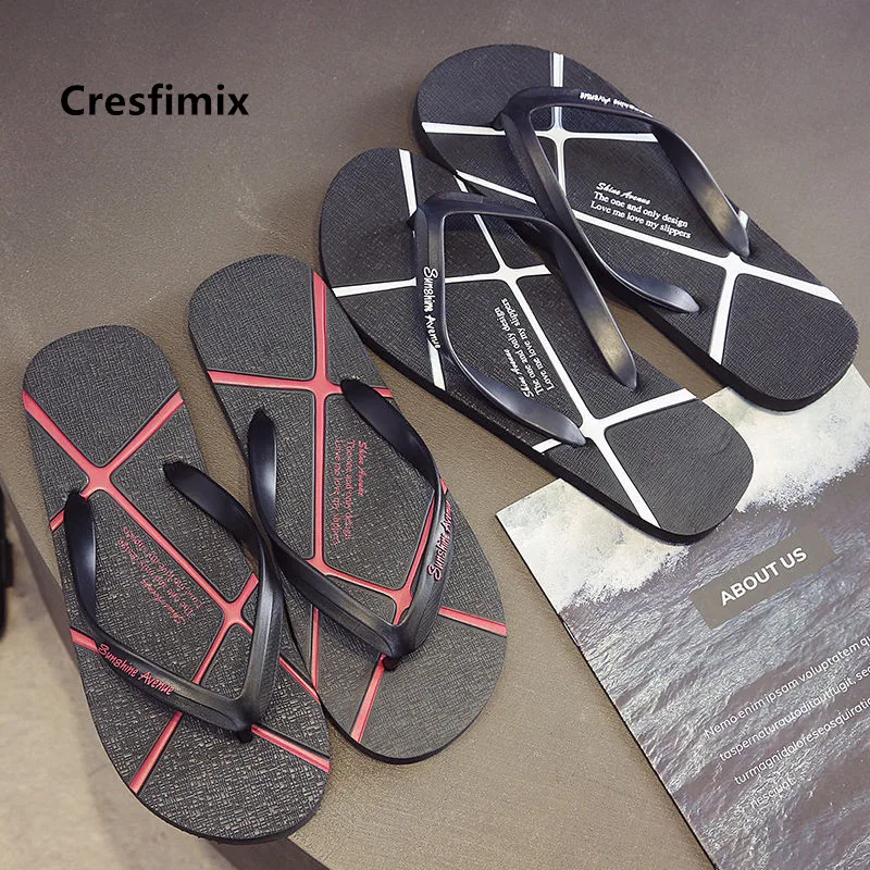 

Cresfimix male plus size light weight pvc beach flip flops men casual soft comfort home & outside flip flops tongs femmes a5777