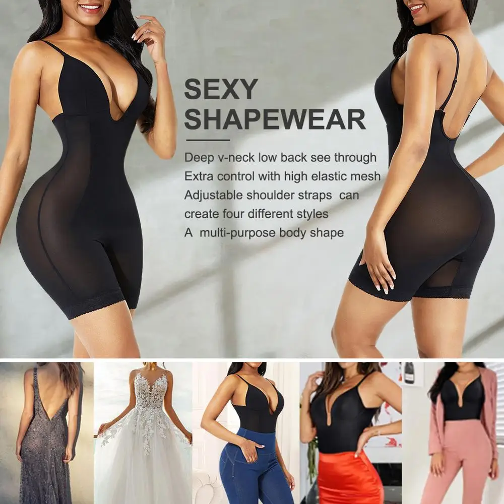 Body Shaper сексуальный глубокий V образный вырез открытая спина боди ремень с u