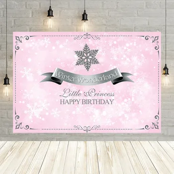 

Avezano Girl Princess Pink Silver Snowflake Birthday Party Child Newborn Decoration Backdrop Photo Background Custom Studio
