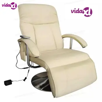 

vidaXL Electric Massage Chair Artificial Leather Cream Luxury Full Body Massage Chair Body Neck Relax Massage Chair for Home