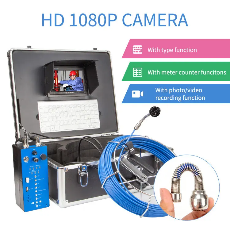 US $701.22 Pipe Inspection Camera SYANSPAN 9 Inch Monitor Sewer Industrial Endoscope Vedio Redio 8X Image Enlarg 2050100M