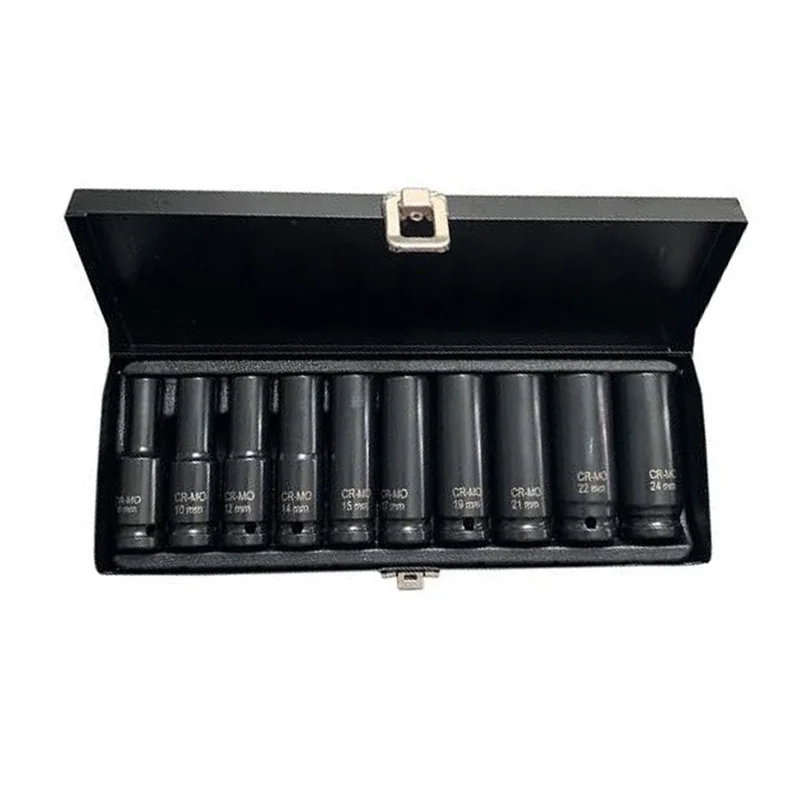 

10pcs Long Pneumatic Swivel Deep Impact Wrenches Spanners Socket Set 8-24mm Tool