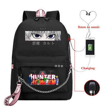 

Girl School Backpack Child Schoolbag Kawaii Bookbag Hunter X Hunter Killua Eyes Killua HxH Anime Usb Student Backpack for Girls