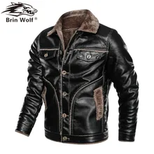 Кожаная мужская куртка 6XL 7XL 8XL jaqueta de couro masculina, мужское толстое пальто из искусственной кожи, Мужская Повседневная зимняя флисовая куртка из искусственного меха