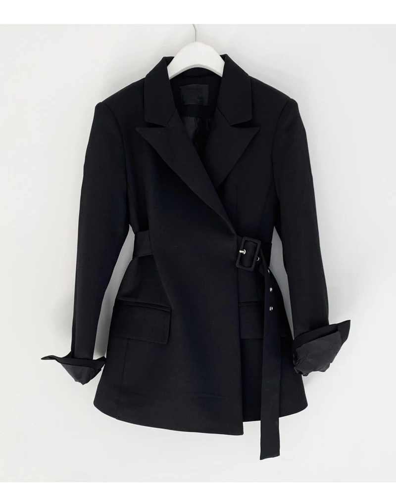 Newest Elegant Slim Formal Wear Office Woman Blazer With Belt Hot Sale Autumn Casual Blazer Sweet Chic Korean Women's Coats