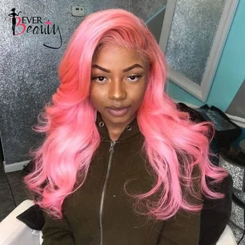 

Colored Lace Front Human Hair Wigs Pre Plucked 13x4 Pink Brazilian Human Hair Lace Front Wigs For Women Ever Beauty Remy