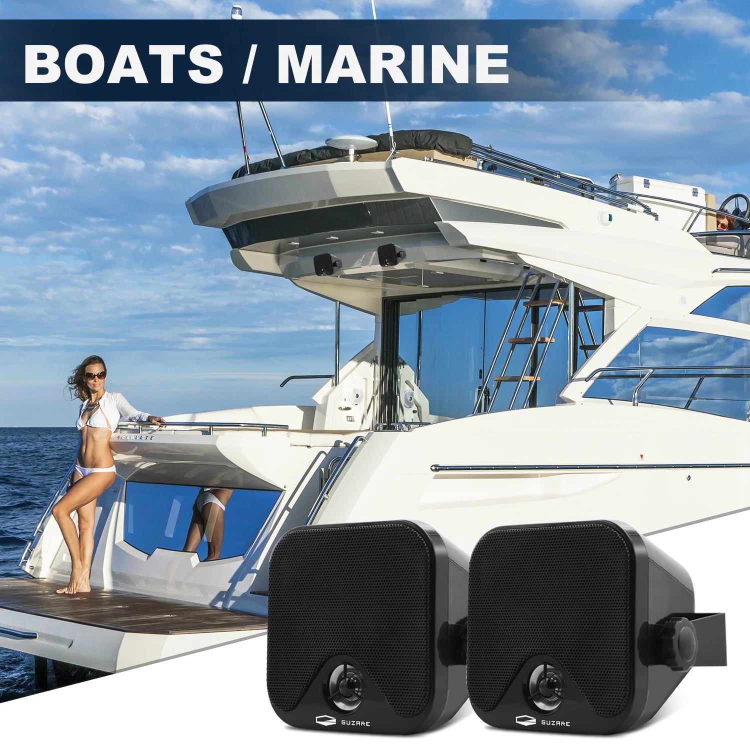 2Pairs 4" Waterproof Marine Boat Speakers Heavy Duty Box Surface Mount Outdoor Speakers For ATV Pool Truck Golf Cart Motorcycle