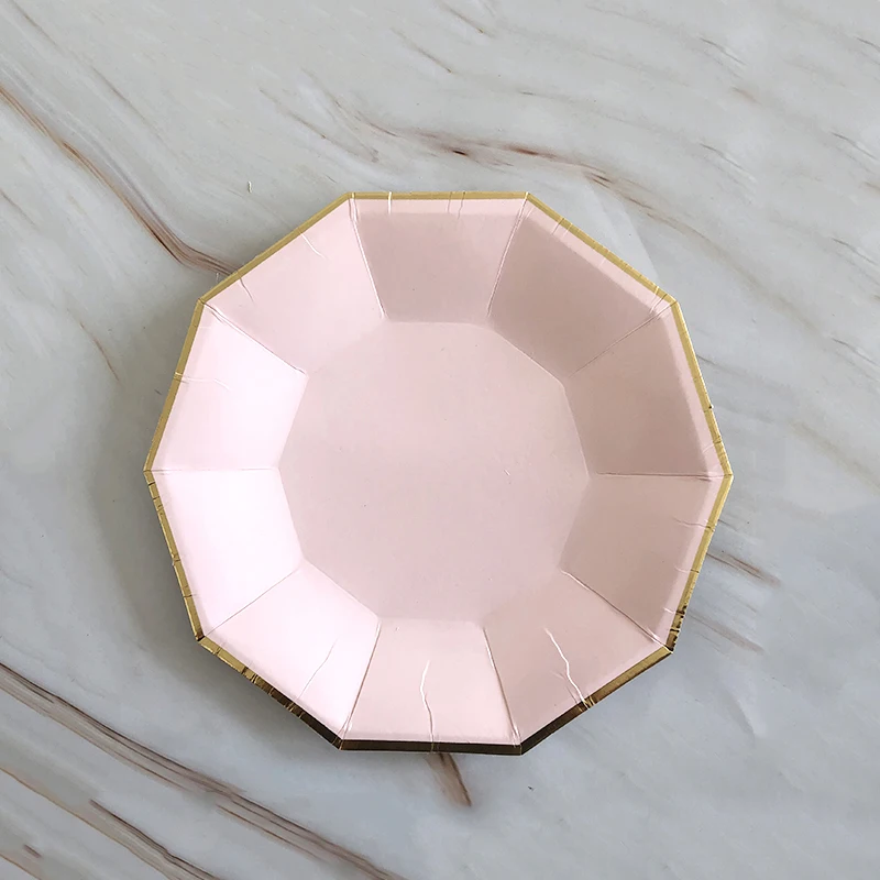 7inch plate 8pcs Одноразовые столовые приборы розового и золотого цвета, вечерние бумажные стаканчики для шампанского, соломенные тарелки для девочек, товары для вечеринки на день рождения, карнавал, свадьбу, Декор - Цвет: 7inch plate 8pcs