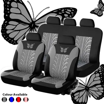 

General Car Seat Cover Set Butterfly-Pattern Embroidery Car Seat Cover Full Set Interior Accessories Auto Seat Cover