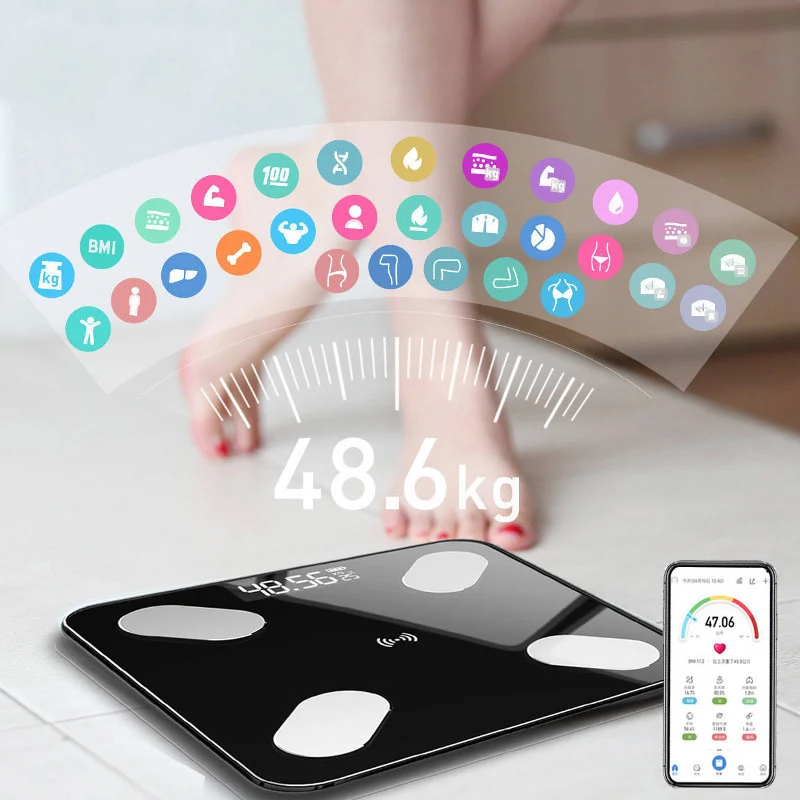 Bluetooth Smart Bathroom Floor Scales Digital Body Weight Scale Auto Monitor Body Weight with App Fitness Health Scale, Size: 26, Pink