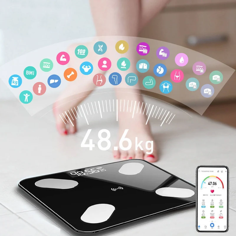 Bluetooth весы для тела, жира, BMI весы, Смарт Электронные весы, светодиодный, цифровой, для ванной, весы, баланс, состав тела, анализатор|Напольные весы|   | АлиЭкспресс