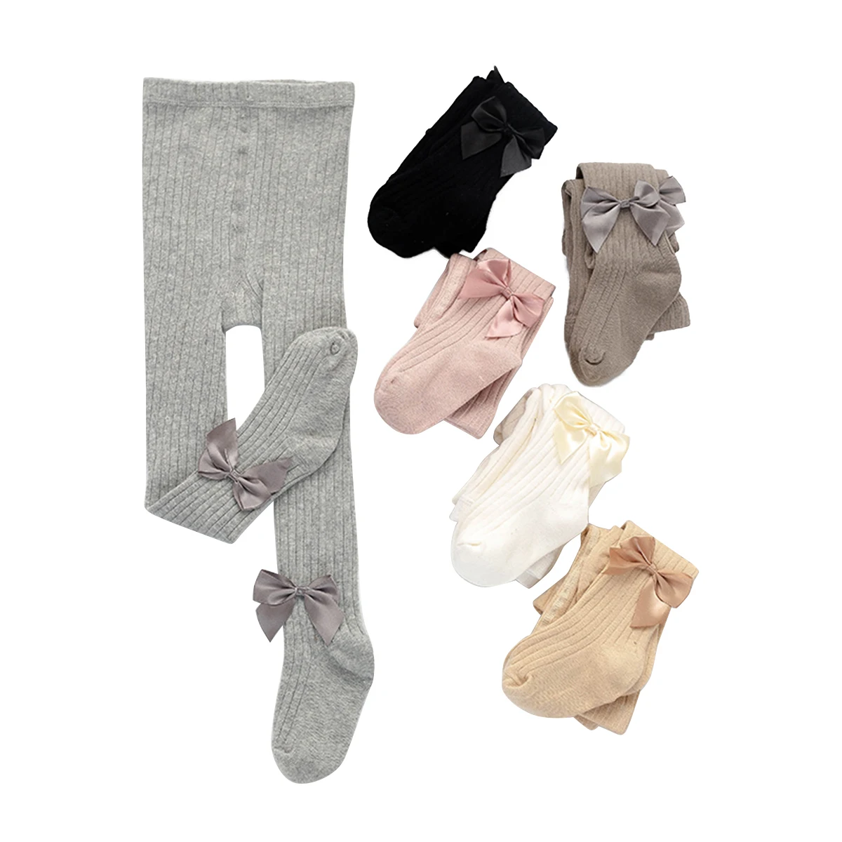 Kids Infant Baby Girls Cute Bowknot Pantyhose Kids Baby Girls Fashion Solid Ribbed Tights for Party Daily Wear 6M-12Years kids pantyhose solid color pantyhose toddler tights