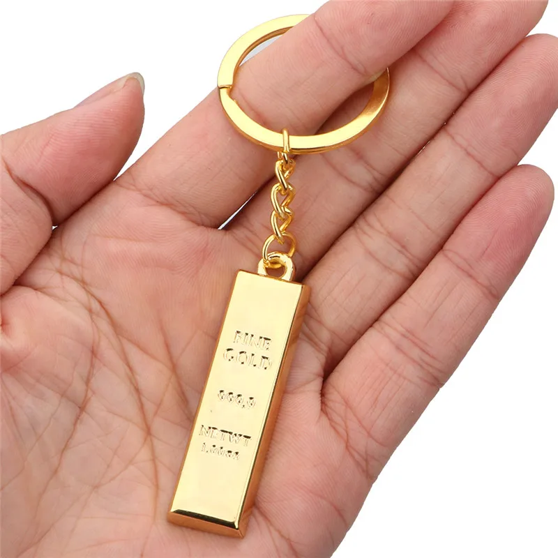 NSQFKALL Gold Bullion Gold Key Key Chain Alloy Gift Small Jewelry Bank  Chain Keychains Lanyard Leather