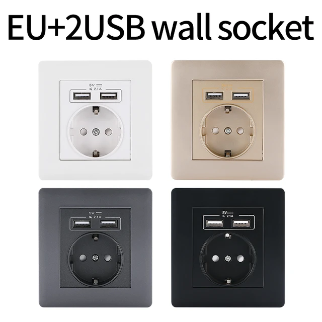 Hardheid India specificeren Teriux 86 Type Eu Standaard Pc Stopcontact Dual Usb Universele Ingebouwde  Socket Luxe Stopcontact Verzonken