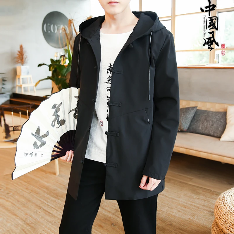 

Jacket Men 2020 New Fashion Chinese kylin Embroidery Hooded Jackets Casual Mens Coats Autumn Winter Windbreaker