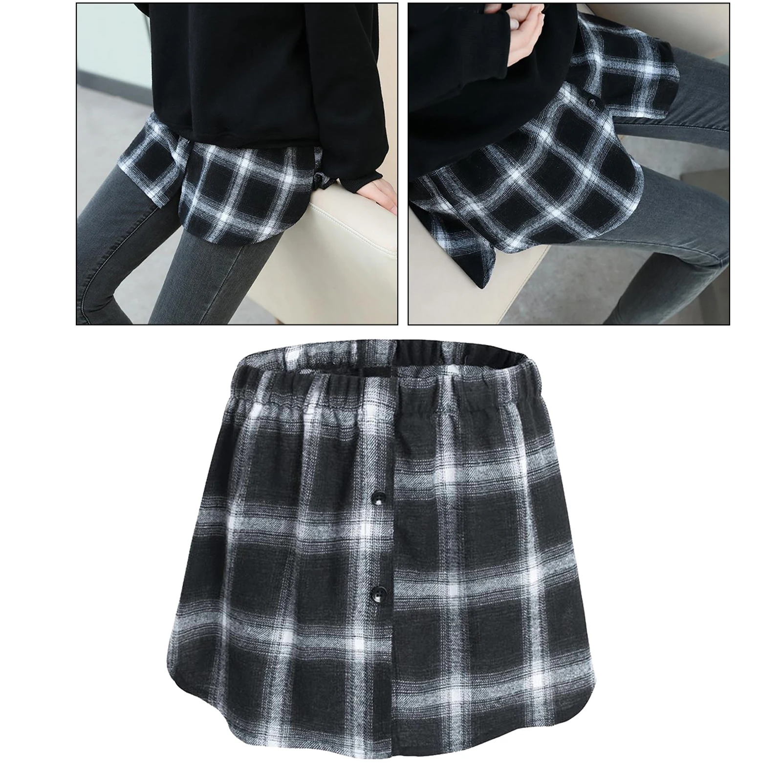 Detachable T-shirt Shirt Fake Top Hem, Adjustable False Layering, Decorative Underskirt Blouse Extension Lower Hem Accessories