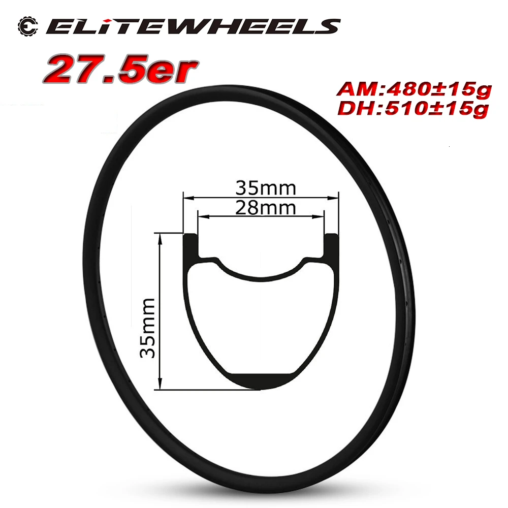 ELITEWHEELLS 27 5 er MTB AM/DH Углеродные обода без косточек диски 35*35 мм Ширина бескамерные