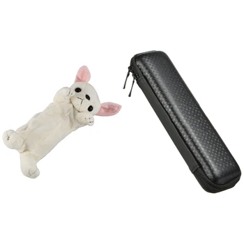 

2 Pcs School Pencil Case Cosmetic Pouch Pocket Brush Holder Makeup Bag, Chihuahua & Black