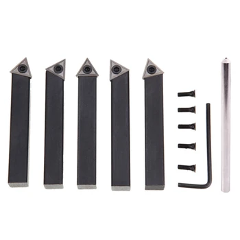 

12mm Dia Shank 14.8cm Long 1.0CT Diamond Dresser with 5Pc 1/2 Inch Lathe Carbide Insert + Turning Tool Bit Holder