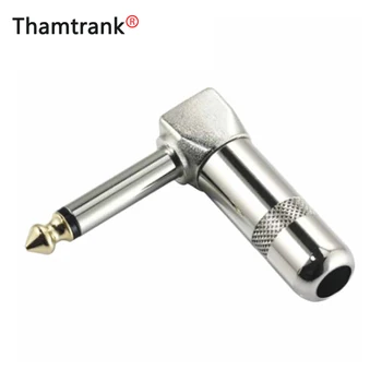 

100pcs/lot 6.35mm Right Angle Wire Connector 4 Corners 2 Poles 6.35mm Mono Male Plug Microphone Connector Guitar Plug Adapter