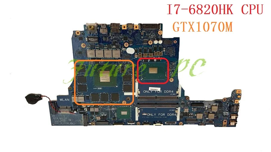 

JOUTNDLN FOR DELL Alienware 17 R4 Laptop Motherboard W/ I7-6820HK CPU GTX1070M 147K8 0147K8 CN-0147K8 LA-D751P Tested