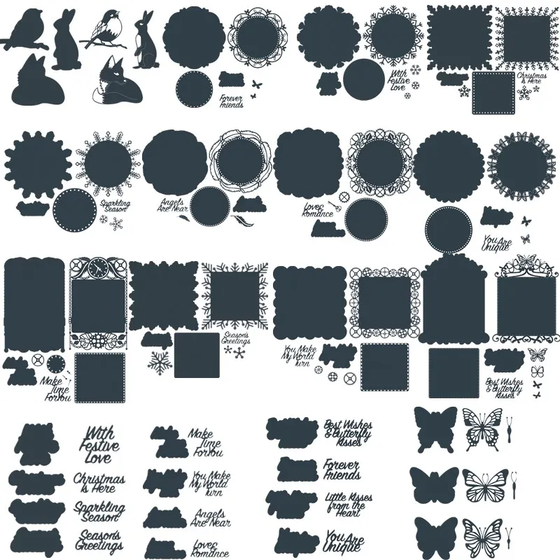 

Letters Rabbit Layer Square Circle Frame Metal Cutting Dies Stencils For DIY Scrapbooking Decoration Embossing Craft Die Cut