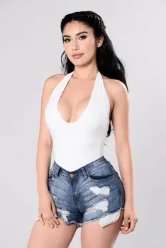 

Plus Size Women Sexy Bustier Bodysuit Sleeveless Backless Plain Skinny Romper AU
