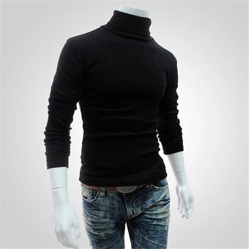 

2019 Fashion Trend Autumn Winter New Men Slim Warm Cotton High Neck Pullover Jumper Sweater Top Turtleneck Casual Simple Clothes