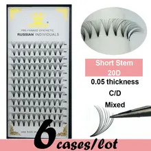 6 чехлов/лот 20D русские готовые объемные веера ресницы для наращивания C D Curl 0,05 толщина термоскрепленные ресницы инструменты для макияжа