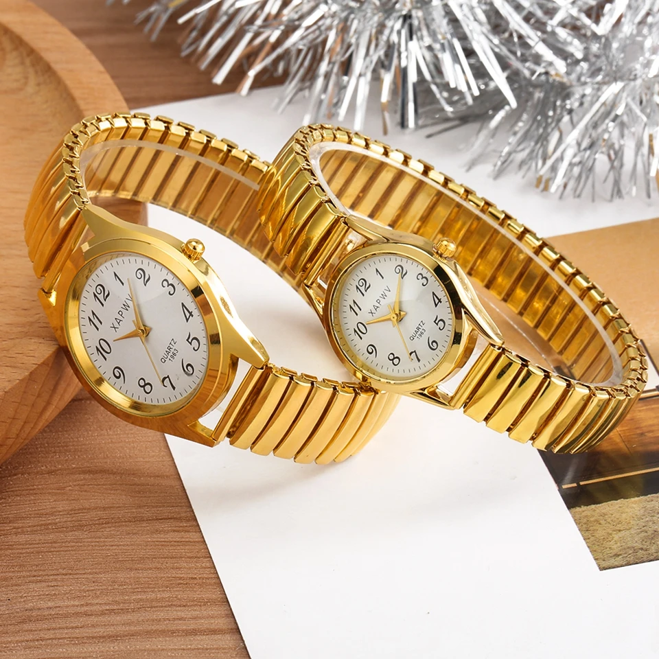 Reloj de cuarzo con correa elástica para hombre y mujer, pulsera