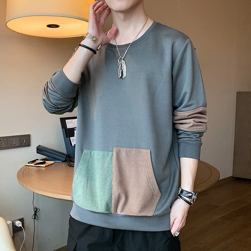 

Long-sleeved T-shirt Men 21 New Trendy Brand Round Neck Sweater Bottoming Shirt Autumn Clothes Men's Upper Clothes Compassionate