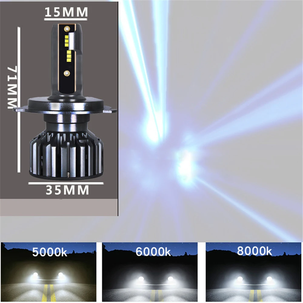Универсальный светодиодный фар автомобиля H1 H3 H7 светодиодный светильник H11 9005 9006 9012 H4 лампы 3000K 4500K 5000K 6000K 8000K 60W IP68 зэс автомобильных огней
