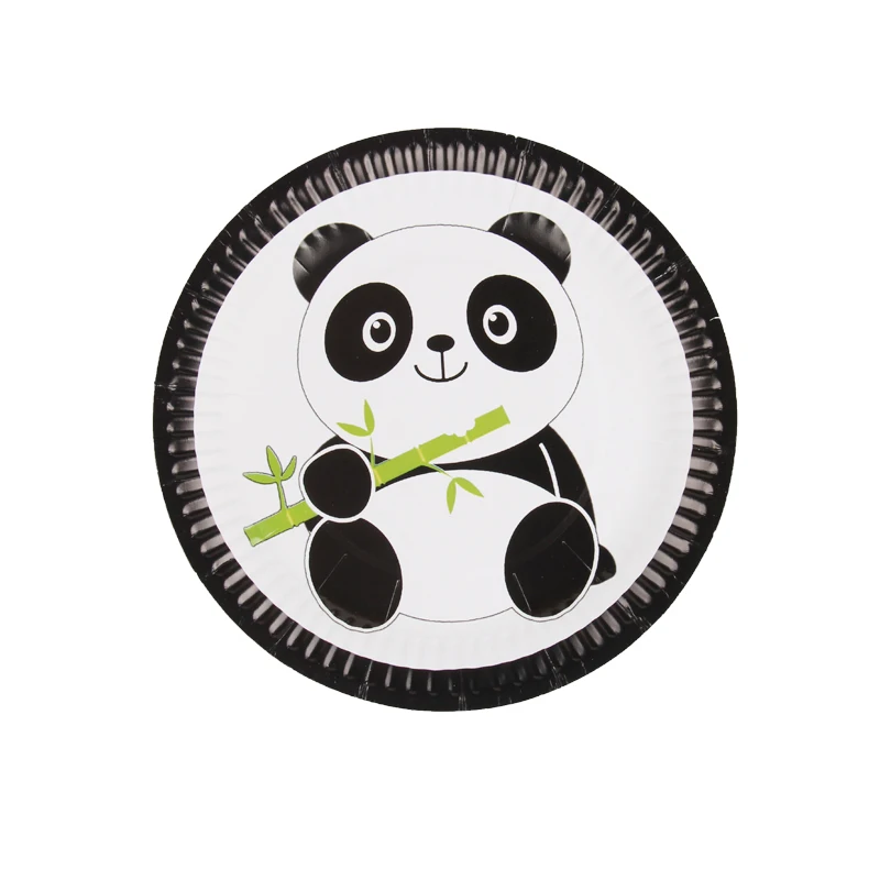 

10pcs 7inch Panda Plates Cartoon Disposable Paper Plates Cups Napkins Tablecloths Kid baby shower Birthday Party supplier