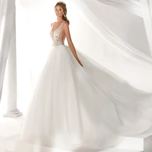 White Luxury Wedding Dress Long Sleeve Lace Ball Gown O-neck 3D Flower Bridal Dresses Court Train Custom Made Wedding Gown