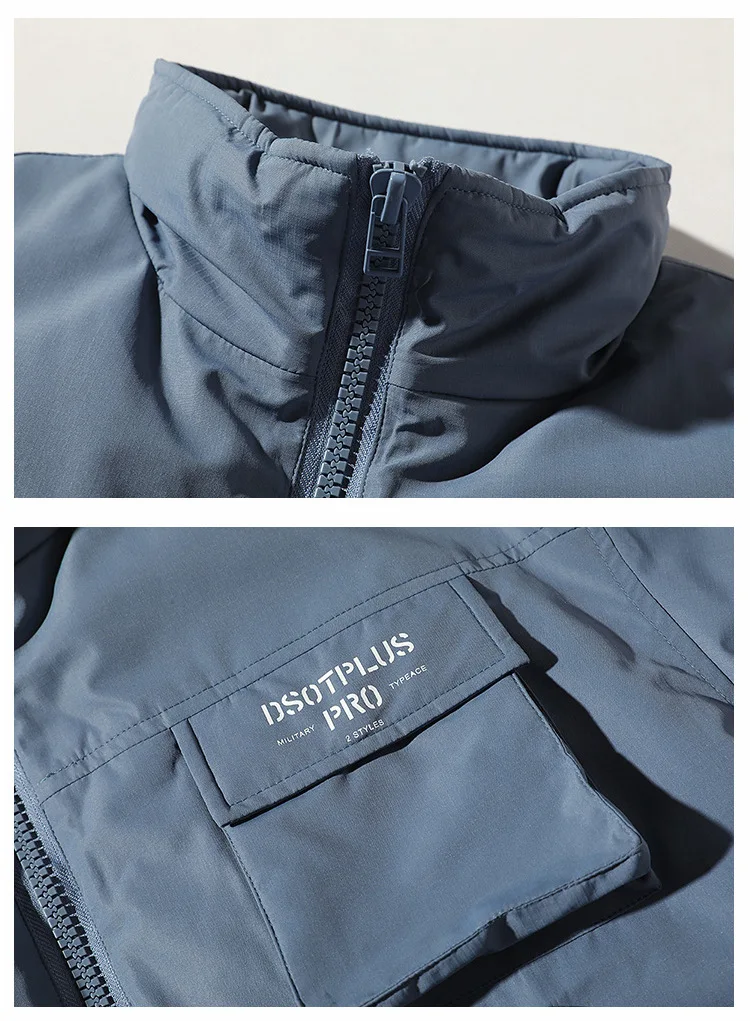Winter new Japanese multi-pocket tooling cotton suit male loose collar collar padded coat casual jacket