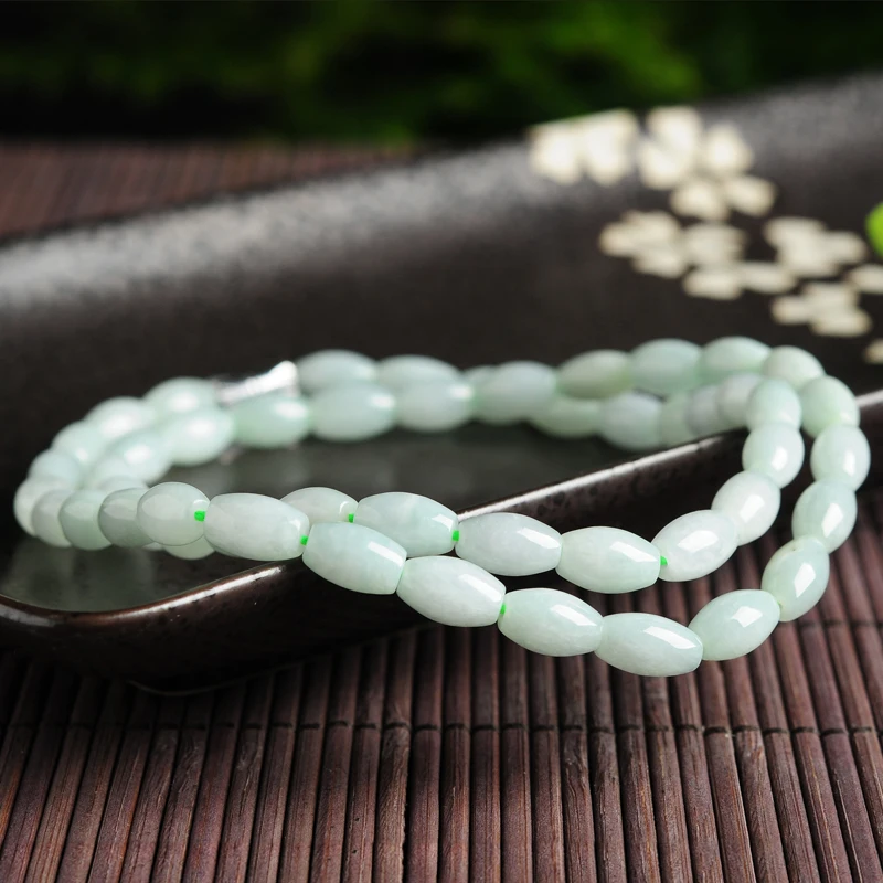 

Natural Myanmar A goods jade beads necklace jade transfer beads handmade beaded necklace female models to send certificates